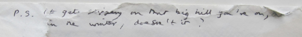 Reverse of envelope of letter from Thom Gunn to Bryan R. Monte, 8 April 1985